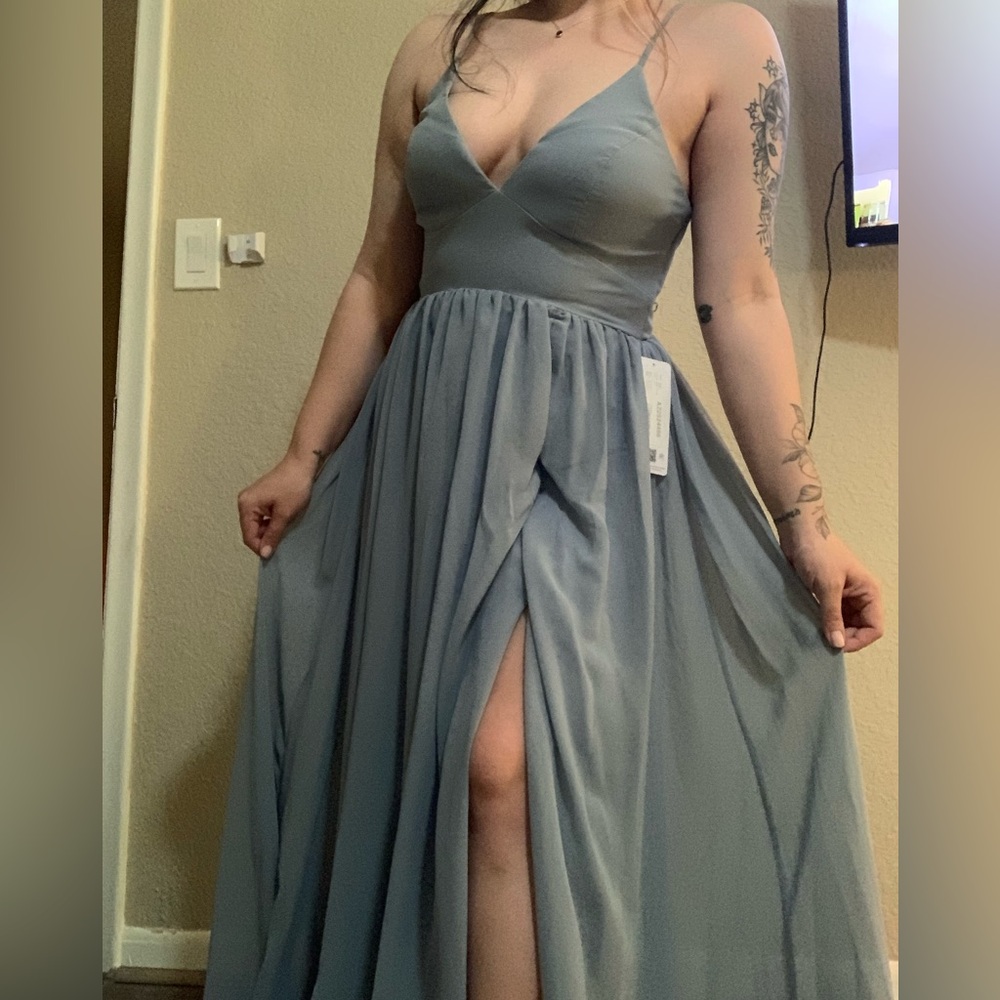 Azazie Dusty Blue Bridesmaids Gown